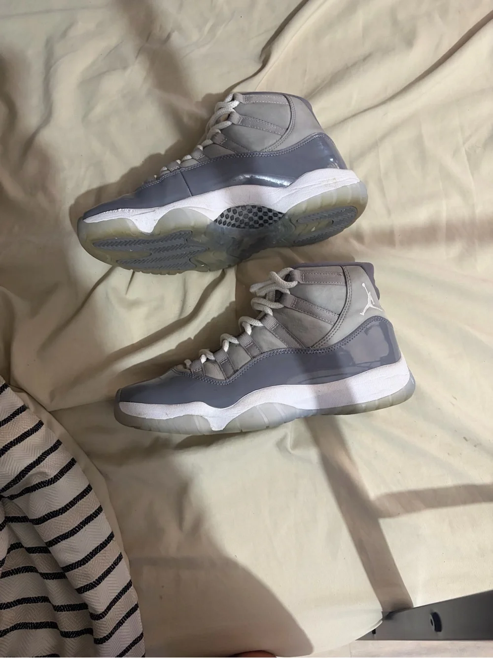 Jordan High-Top Sneakers — Gray & White
